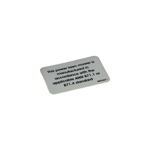 Hustler - 603363 - DECAL ANSI COMPLI