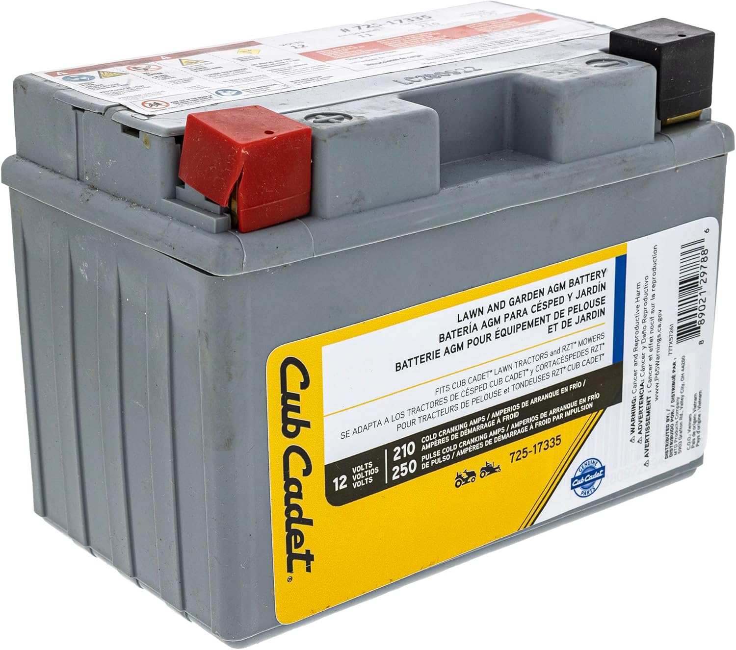 Cub Cadet 725P17335 Battery | 12V 210 CCA AGM Replacement for ZT1