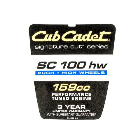 Cub Cadet Label-Shroud Sc 100 - 777D20522