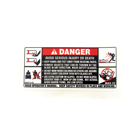 Cub Cadet Label Rider Dngr Str - 777S30015