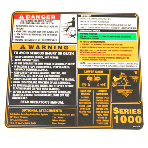 Cub Cadet Label-Frame Cover - 777S32531