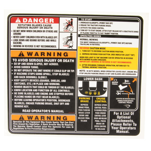 Cub Cadet Label-Floorbrd Safet - 777S33233