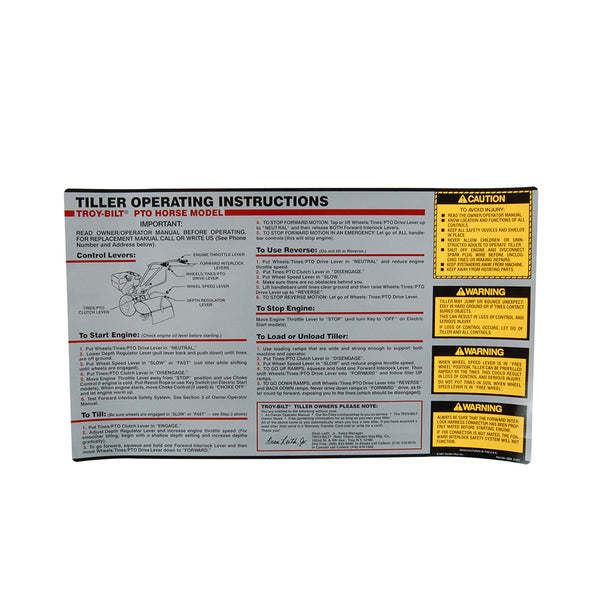 Cub Cadet Decal-Hood Instr O - GW-2586