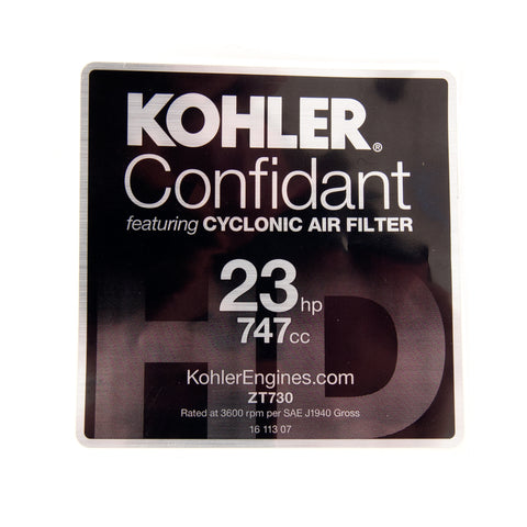 Kohler Engine 16 113 07-S - LABEL, CONFIDANT (23HP, HPAC)