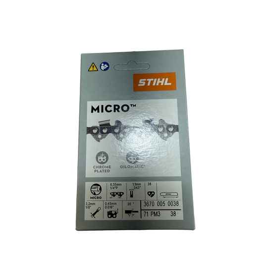 STIHL 6 Inch Chain 71 PM3 38 OEM – 3670 005 0038 – 1/4" Picco .043 Gauge