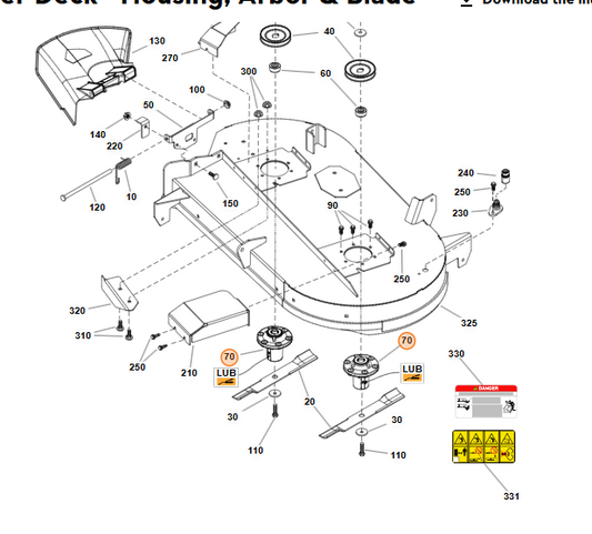 STIHL WB01 760 2000 Arbor / Spindle Assembly | OEM RZ 142 42" Deck