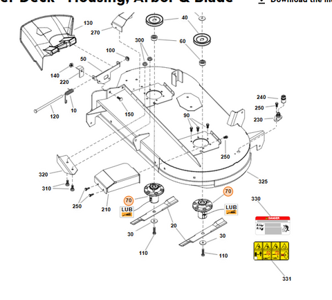 STIHL WB01 760 2000 Arbor / Spindle Assembly | OEM RZ 142 42" Deck