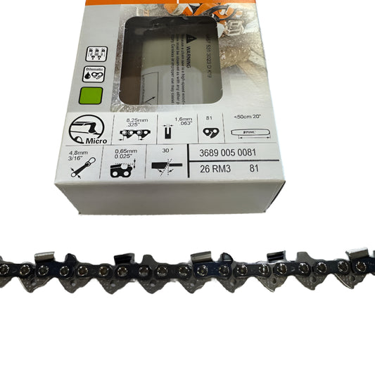 Stihl 3689-005-0081 OEM 26RM3 Rapid Micro chainsaw chain 20 inch .325 .063 81 drive links